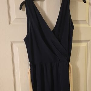DKNY Navy and Cream Backless Dress